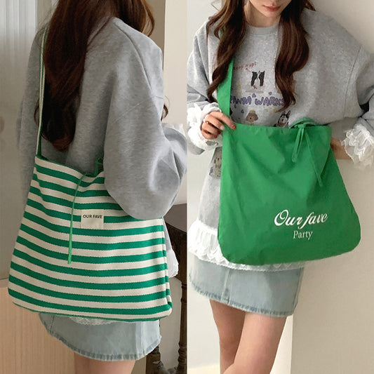 Single Shoulder Messenger Striped Dual-use Large Capacity Canvas Bag