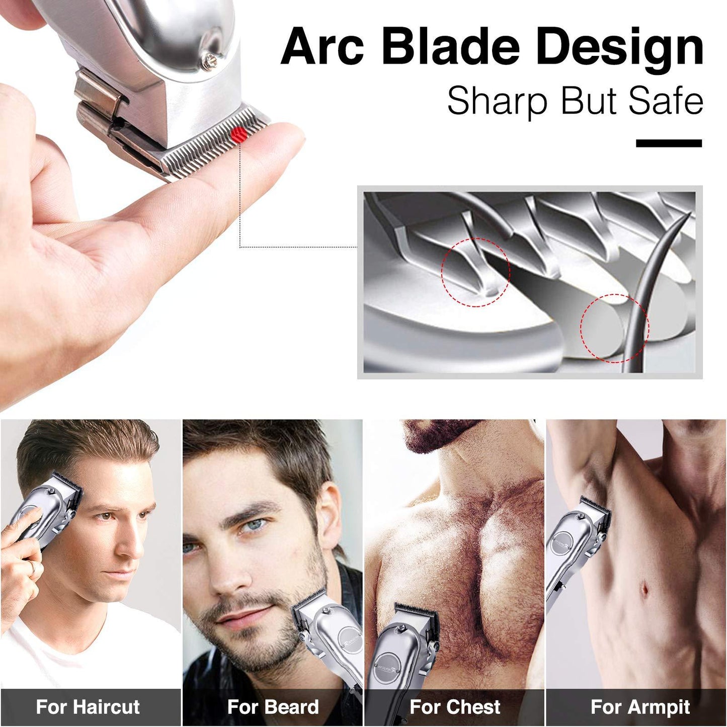 3-in-1 Men’s Hair & Beard Trimmer, Waterproof, Rechargeable