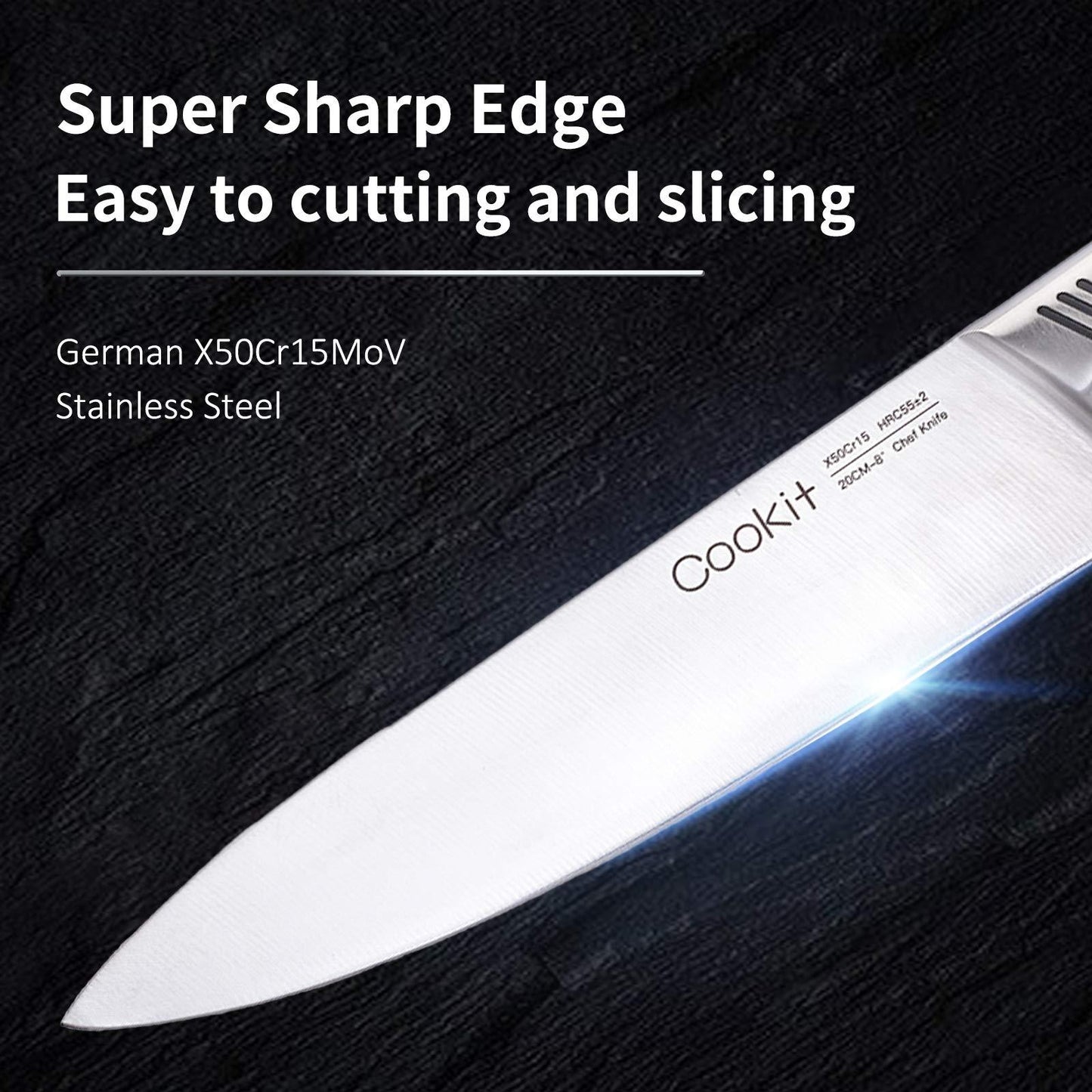 15-Piece Kitchen Knife Set with Block, Sharpener.
